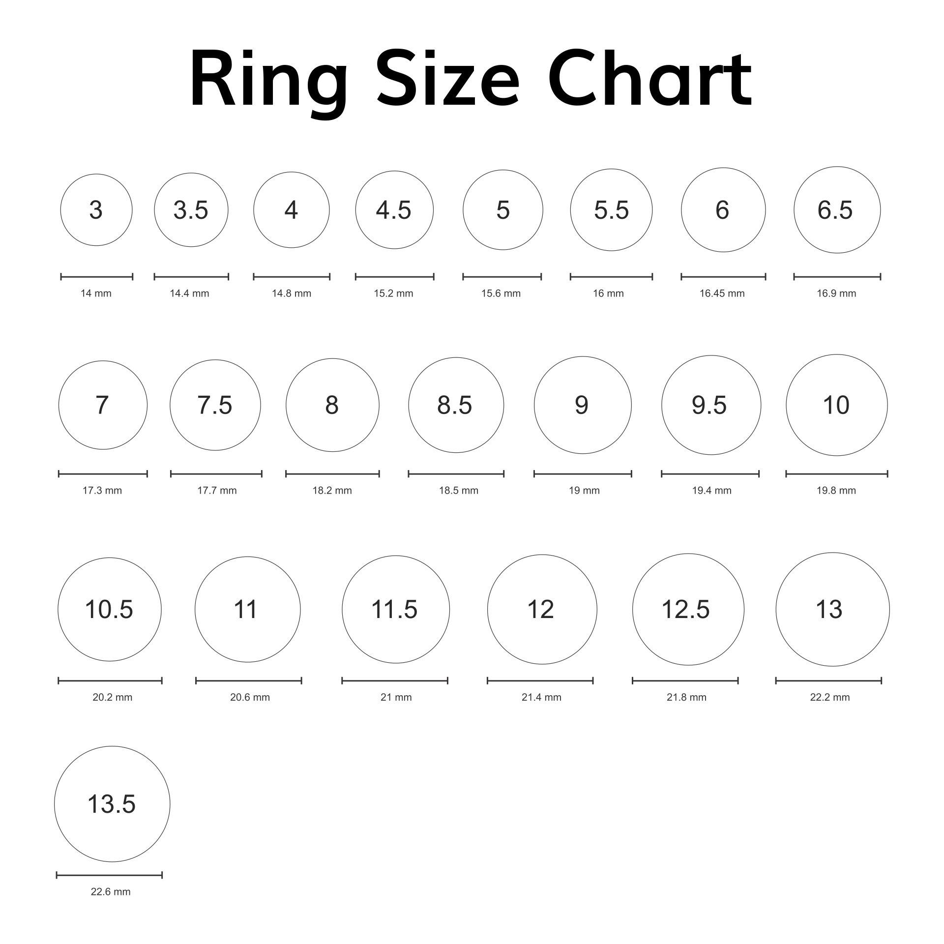 Finger Sizer MM Chart for Rings  Printable ring size chart, Bead size  chart, Ring chart